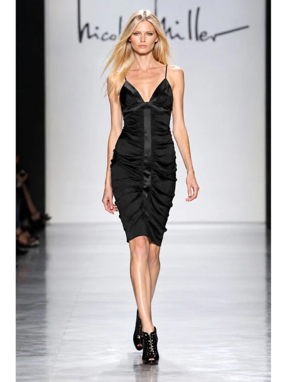Vintage Nicole Miller Black Silk Ruched Dress | Sz. 6